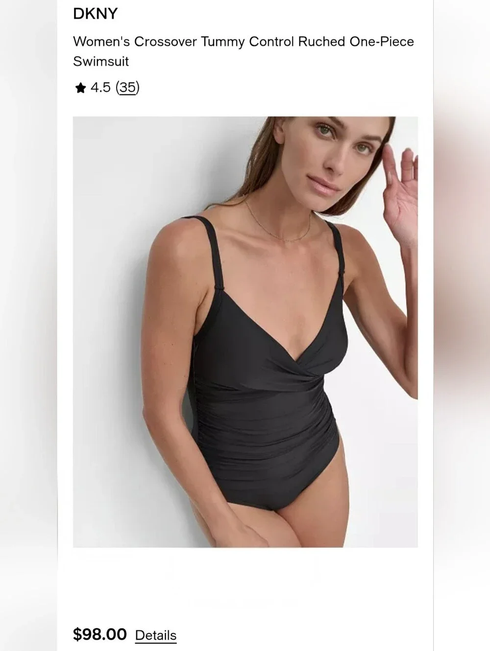 DKNY tummy control - Black Crossover One Piece - S - Picture 3 of 8